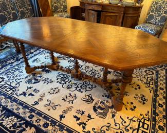 VTG Parquet Pattern, Octagonal Oak Dining Table w/ 3 Leaves from The Merchandise Mart