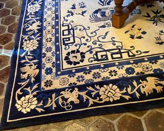 Blue & White decorative handmade oriental area rug, 100% wool, 8x10 from Ethan Allen