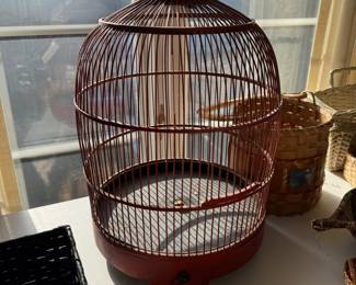 Antique Japanese Bamboo and Wood Bird Cage