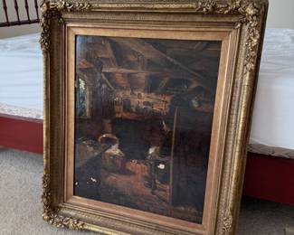 Antique, framed oil painting; unsigned, purchased from a gallery in New Orleans approx. 30 yrs ago. Condition reveals some blemishes