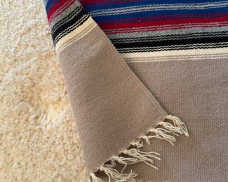 Vintage Native American Handwoven Wool Chimayo Throw Rug; New Mexico; 83" x 49"