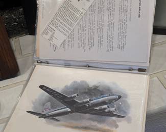 Collection of Vintage Nixon Galloway United Airlines Prints w/ Documentation