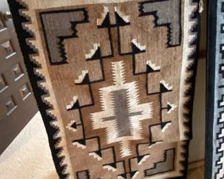 Vintage Two Grey Hills Navajo Handwoven Rug; 44"x 28"