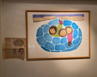 'Repairing old Roof' eskimo art, 1987; Agnes Nanogak