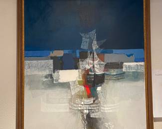 Original Oil on canvas; 'Sailboats #1' by Giancarlo Isola, 39"x27"