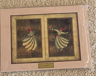 'Dervishes' - wood block art, reproduction