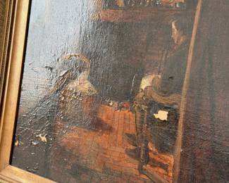 Antique, framed oil painting; unsigned, purchased from a gallery in New Orleans approx. 30 yrs ago. Condition reveals some blemishes