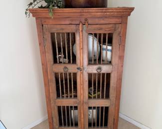 Vintage Crate & Barrel Cabinet with iron bars