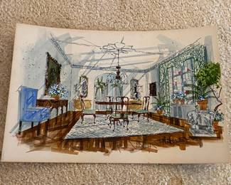 Dining Room Interior illustration/art by Tindley