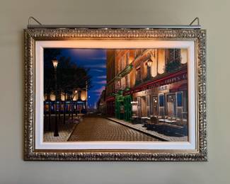 'Paris Nocturne" Hand Signed and numbered Serigraph by Liudmia Kondakova (approx. 36"x 50" with frame (4")), #16/295