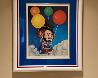 1986 Red Skelton signed and framed lithograph "Up, up, and Away" #22/150