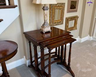 Burled Wood Nesting Tables (3 pc set)