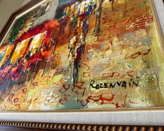 'Evening Outing' original oil on canvas by Michael Rosenvain (approx. 37.5" x 31.5" with frame (4"))