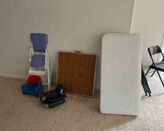 Folding tables 
Only one white table is still available