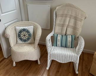 White wicker furniture 
Smaller chair is SOLD