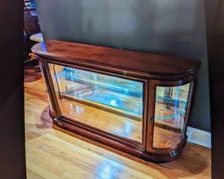 Wood / Glass / Mirror / Lighted Curio Cabinet with one glass shelf