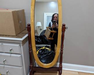 Wood Boudior Mirror on Stand