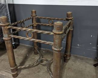 Square Metal End Table with Glass Top