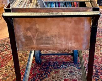 Unique "One of a Kind" Industrial Modern Rolling Cart perfect for Record Collection or as a Bar/Server 