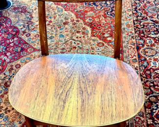 True Mid-Century Modern Desk with 3 Drawers from the 50's or 60's.  Desk chair is from the same MCM era.  Great edition to you MCM Collection.