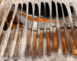 11 1883 Rogers Community Silver-Plated Knives silverware with wood box.