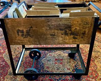 Unique "One of a Kind" Industrial Modern Rolling Cart perfect for Record Collection or as a Bar/Server 