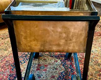 Unique "One of a Kind" Industrial Modern Rolling Cart perfect for Record Collection or as a Bar/Server 