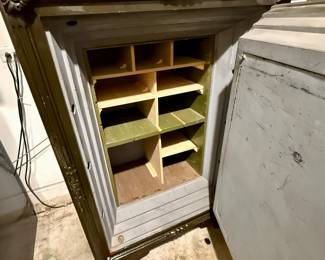 Antique Safe with Brass Mechanism.  On Wheels but very Heavy and in the Garage.