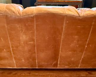 Leather Henredon Wingback 3 Cushion Sofa with Buttery Soft Leather.