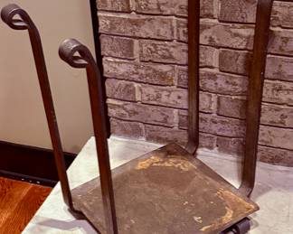 Solid Wrought Iron Log Stand and Log Carrier