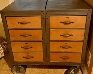 Another Artisan Made Industrial Modern File Cabinet on Wheels. Perfect for Tools, Art Supplies, Office Supplies Etc.  Could be used in Office, Garage or Tool Room.