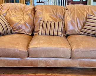 Leather Henredon Wingback 3 Cushion Sofa with Buttery Soft Leather.