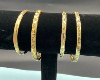 4 Yellow Gold Bangle Bracelets