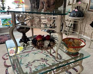 Glass top wrought iron tables