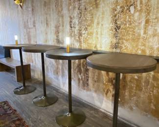 faux wood standing height pub tables in multiples, see list
