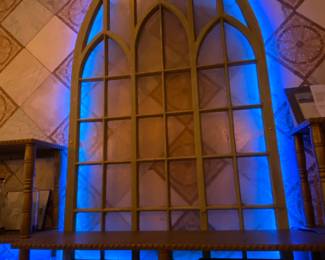 tall cathedral windows are wall mount ready. we have two clear glass matching that are amazing shown here back lit