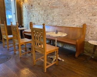 solid pews/benches with brass capped feet