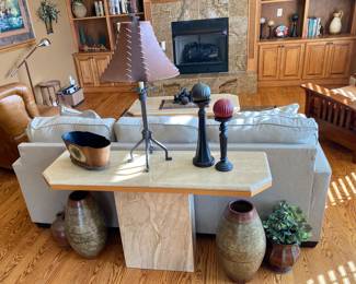 1980's Lacqured Travertine? Sofa/Foyer or TV Stand? Table.