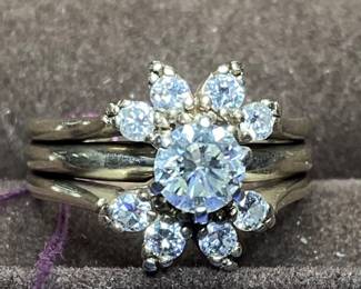 BEAUTIFUL just barely shy of 1 Carat center NATURAL VSII Diamond with approximately 1/2 carat total in surrounding Diamonds. All 100% tested and verified. 