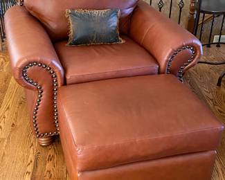Leather Club Chair and Ottoman