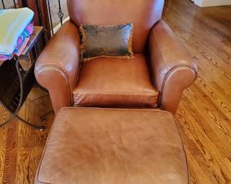 "QUALITY" Hancock & Moore Leather Chair & Ottoman