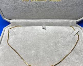 Beautiful Vintage Boxed Diamond and Blue Sapphire 14k Solid Gold Necklace.