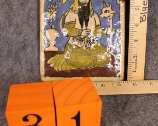 Lot 31:  Sale $50.  Was $80.  Persian Qajar glossy tile with wise man