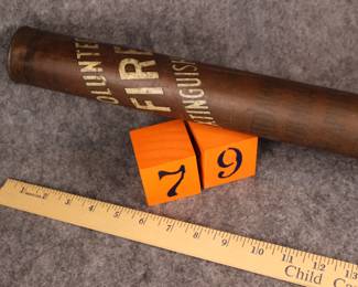 Lot 79:  $30.  Antique fire extinguisher, tube