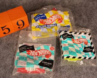 Lot 59:  Sale $4.  Was $8. Mcdonald's:  Hot wheels, group of 3 in original.