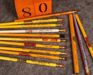 Lot 80:  Sale $4.  Was $6.  Group of 12 local interest Illinois pencils including El Paso, Atlanta, Roanoke, Bloomington