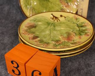 Lot 36:  Sale $8.  Was $12.  Set of 4 majolica plates - group 1