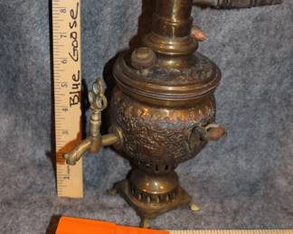 Lot 35:  Sale $50.  Was $100.  Brass Samovar, antique, complete