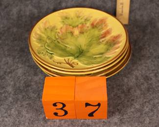 Lot 37:  Sale $8.  Was $12.  Set of 4 majolica 7 1/2" plates - group 2
