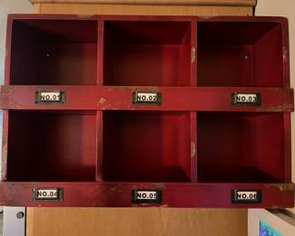 Rustic mail organizer/shelf.